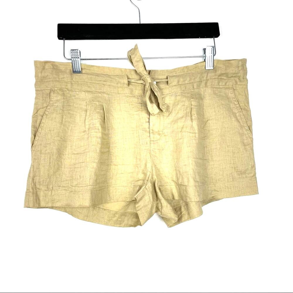 J Crew | Linen Shorts Button Cream Tan Fly XS